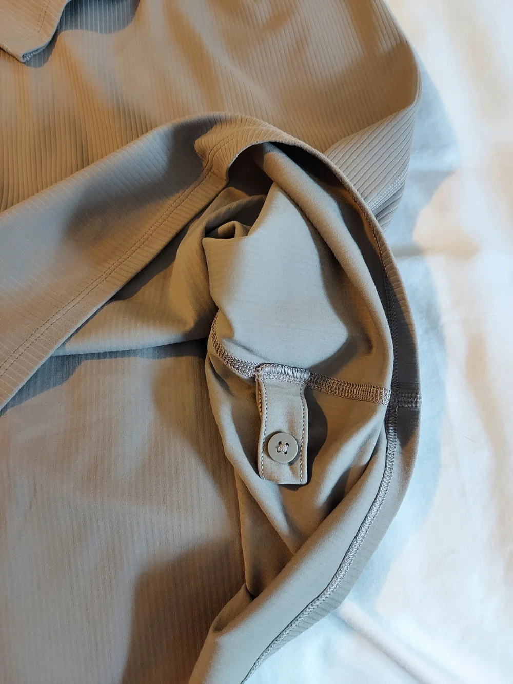 NWT Lululemon All Aligned Ribbed Long-Sleeve Henley Dress Beige Sheer Oak 12